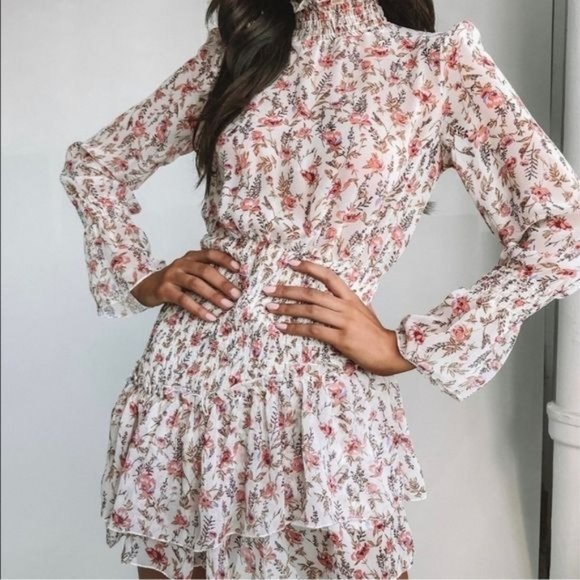 Princess Polly Tiered Ruffle Mini Dress Size 6 Floral Boho Shirred Waist FLAW - Picture 14 of 14